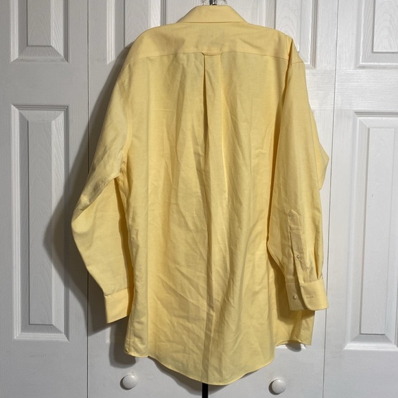 Mens Stafford yellow cotton blend button down shirt size 16 1/2 - Picture 8 of 14